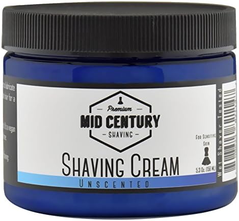 Mid Century Shaving Cream - Unscented - For Creating Shave Lather with a Brush - Soap Based, Vegan - For Sensitive Skin
