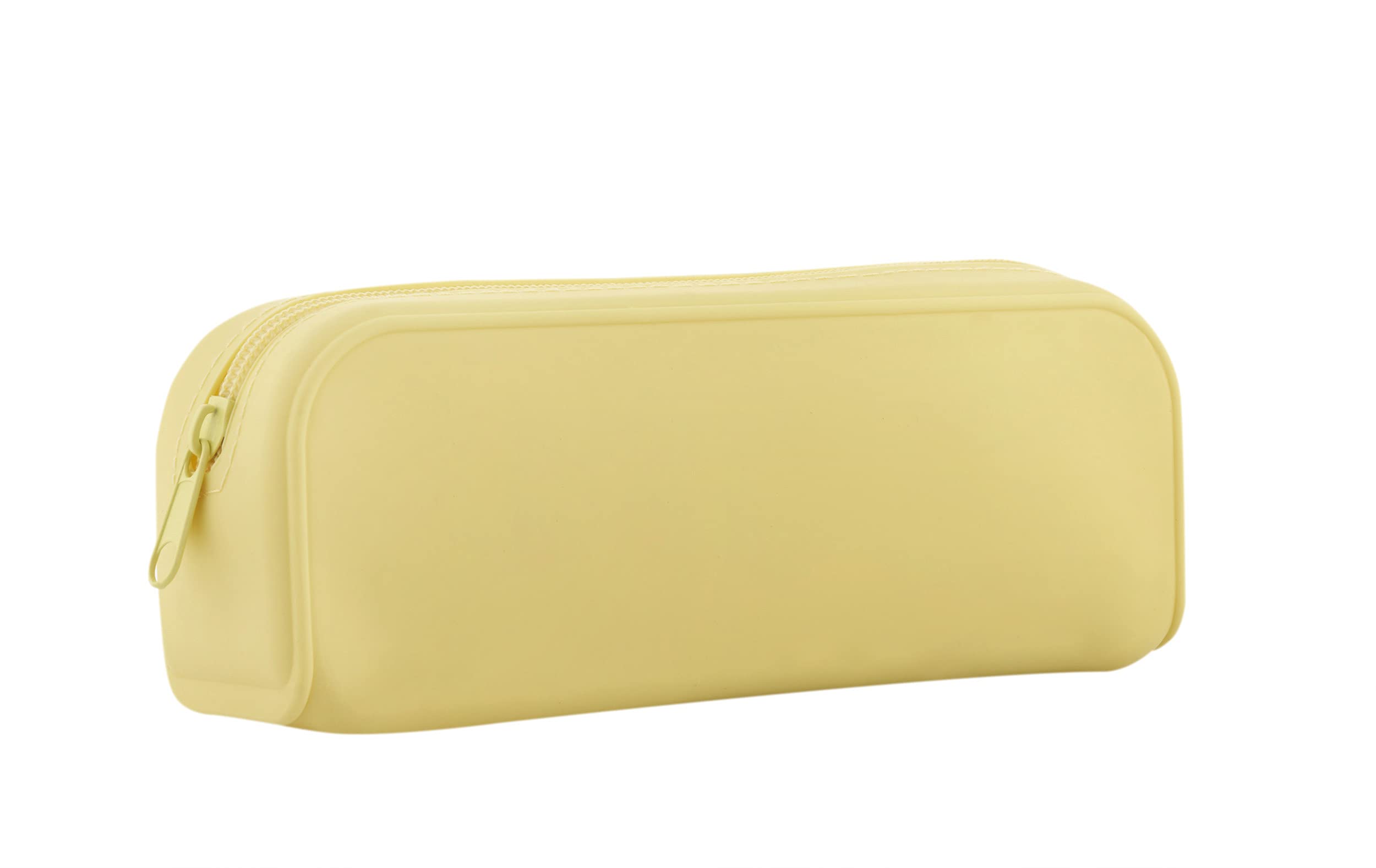 OFITURIA® Silicone Case with Zipper - Children's School Pencil Case with 1 Compartment 195x55x75mm (Yellow)
