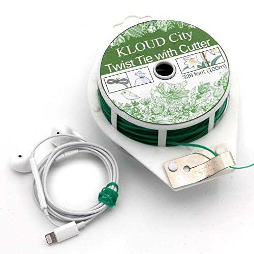 KLOUD City 328 Feet (100m) Green Multi-Function Sturdy Garden Plant Twist Tie with Cutter/Cable Tie/Zip Tie/Coated Wire (1) (1 roll Green)