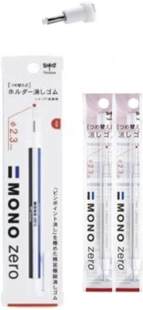 Tombow Mono Eraser Set Zero Round Tip 2.3 mm with Refills Pack of 2