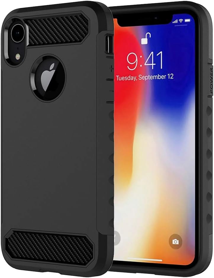 iPhone Case for Apple iPhone XR Case (2018) - Rugged TPU Hybrid Bumper Armor for iPhone XR 6.1" (Black)