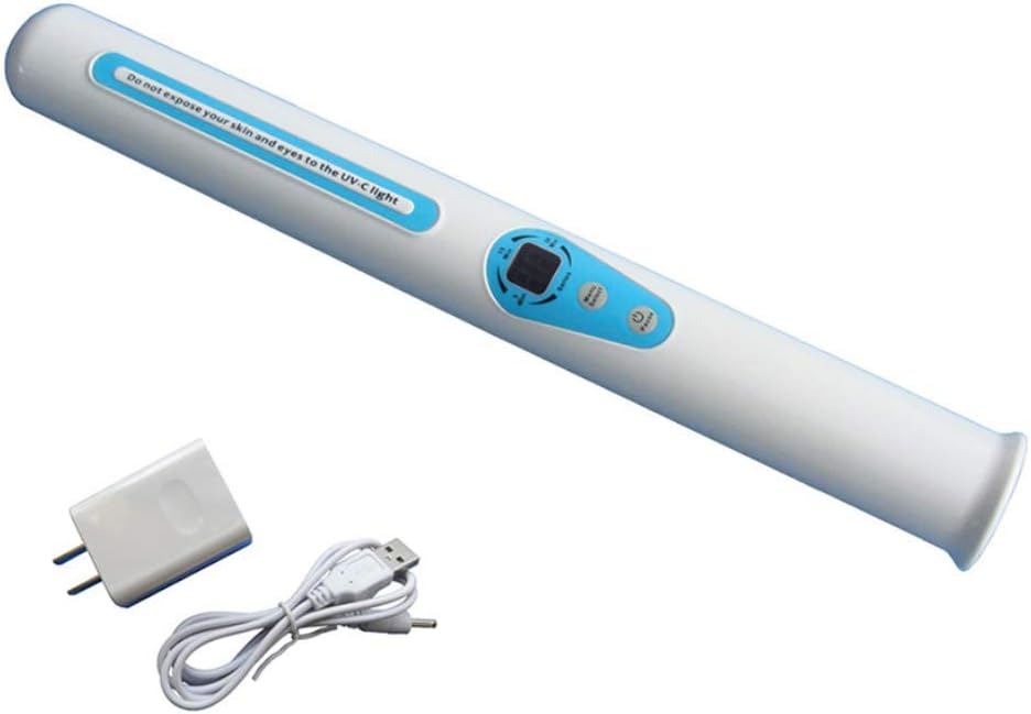 ESTRIDE 2020 Ultraviolet Lamp UVC Lamp Handheld Mini UV Lights Travel Wand Air Purifier UV Flashlight Household Toilet Car Pet w/Adapter (Rechargeable Batteries)