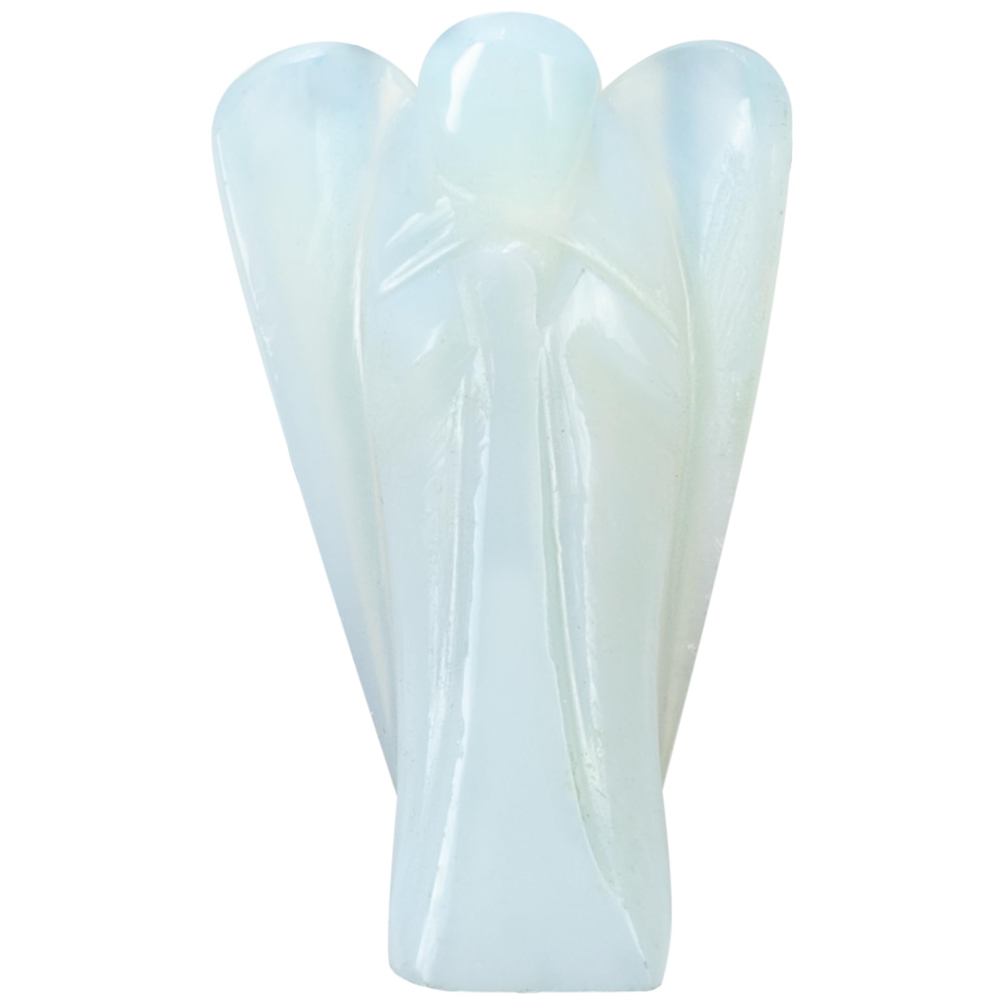 Crocon® Opalite Healing Crystal Gemstone Pocket Angel Feng Shui Figurine Good Luck Statue Worry Stone Hand Carved Peace Reiki Guardian Spiritual Ornaments Prayer Gift 2-2.5 Inch