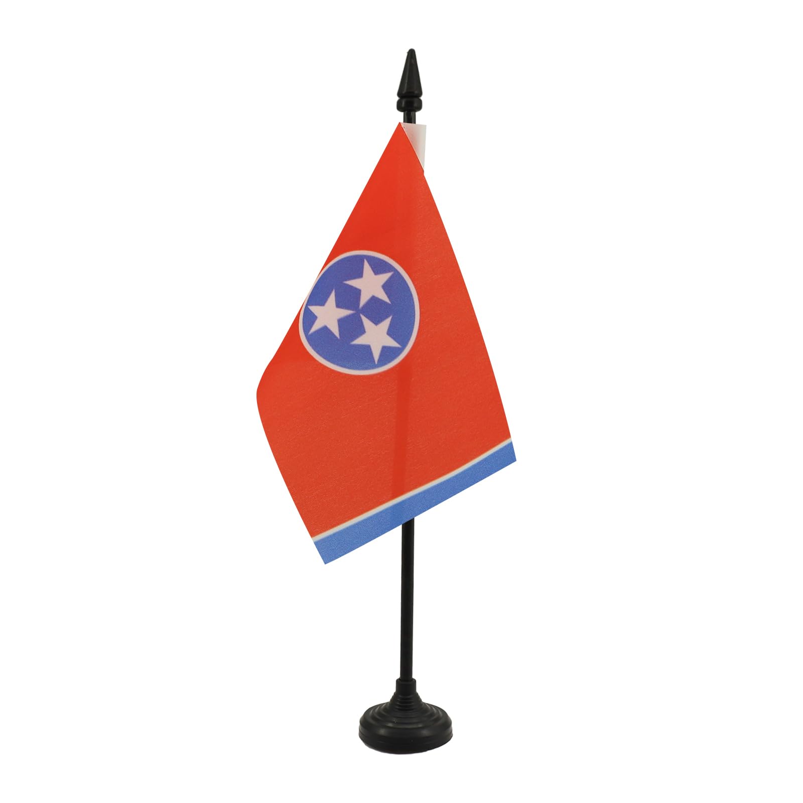 AZ FLAG - Tennessee Table Flag 4'' x 6'' - US state of Tennessee Office Mini Banner 100% Polyester 15 x 10 cm - Mini Desk Flag with 10'' Pole and Black Plastic Base — image 1