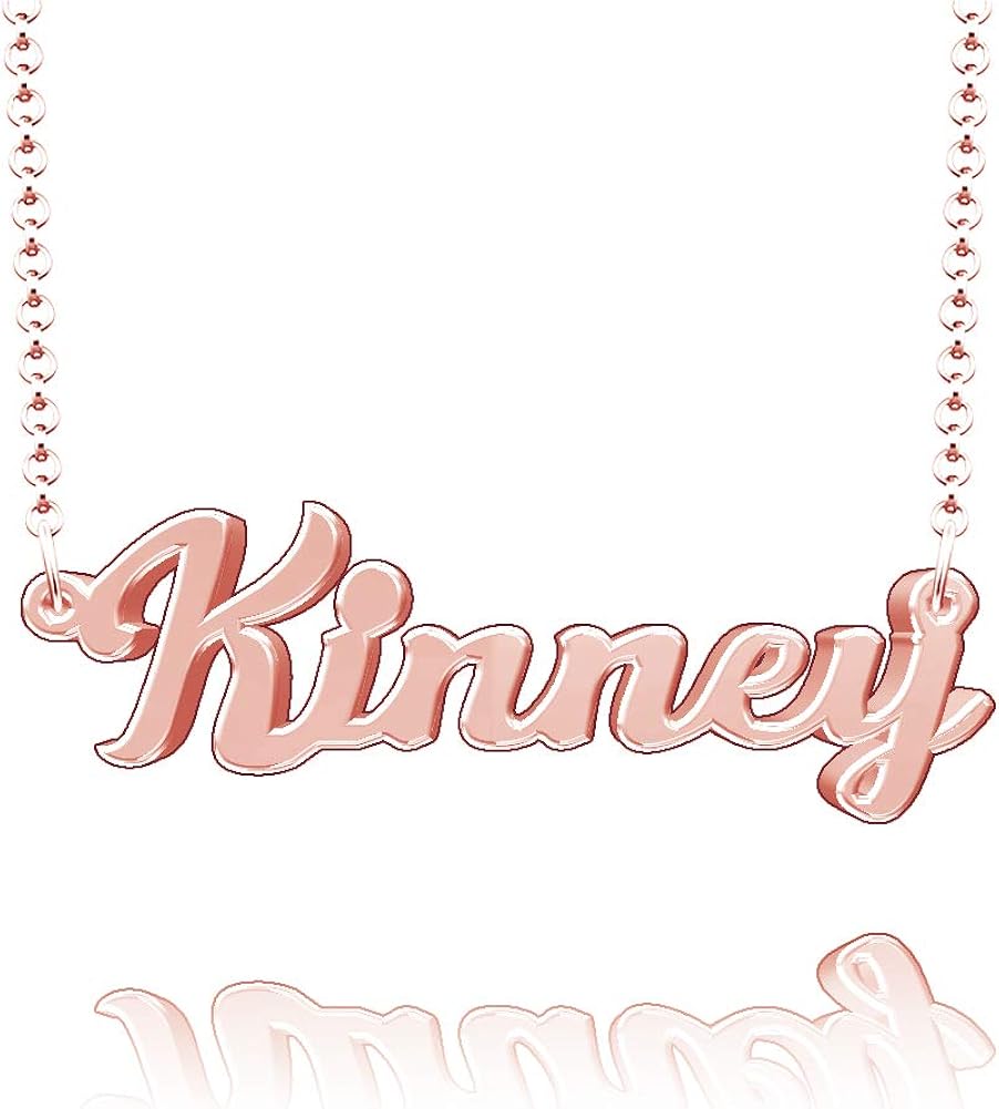 Made Custom Plated Silver Sterling Necklace Name Kinney