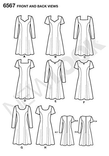 New Look Sewing Pattern 6567 Misses Dresses, Size A (6-8-10-12-14-16)