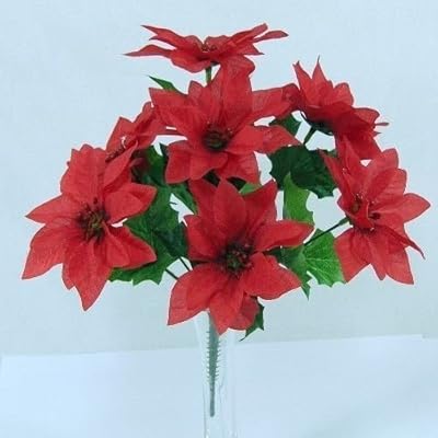 Stella Di Natale Finta.Bouquet Da 30 Cm Di Stella Di Natale Finta 7 Teste Per Ogni Mazzo Di Fiori Red Amazon It Casa E Cucina