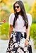 PERSUN Women Floral Midi A-Line Skater Skirt Black