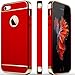 iPhone 5S Case, iPhone 5 Case, iPhone SE Case, COOLQO 3in1 Ultra-Thin Hard Matte Finish Plastic [Tempered Glass Screen Protector] Shockproof Electroplate Cover Skin for Apple iPhone 5SE (Red)