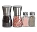 JBTrend Premium Salt and Pepper Grinder Set with FREE Matching Salt and Pepper Shakers - Stainless Steel Salt & Pepper Grinder Set with Glass Body and Adjustable Ceramic Mill - Great Gift Idea