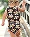 Baby Girls Sleeveless Full Thanksgiving Turkeys Print Pom Pom Romper with Headband (0-6M, Coffee)