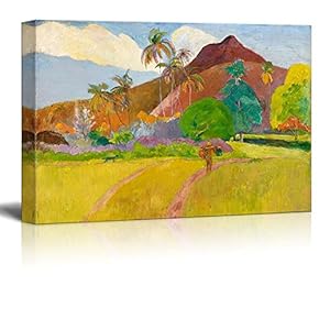 Tahitian Landscape by Paul Gauguin - Canvas Print Wall Art Famous Painting Reproduction - 12" x 18"