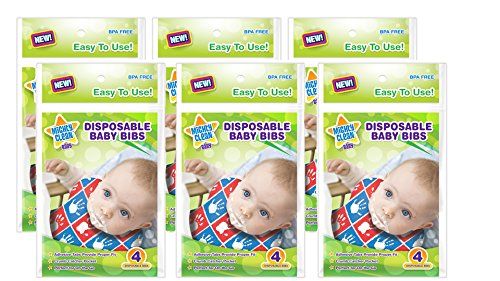 Mighty Clean Baby Disposable Baby Bibs 24 Count (4 bibs per package)