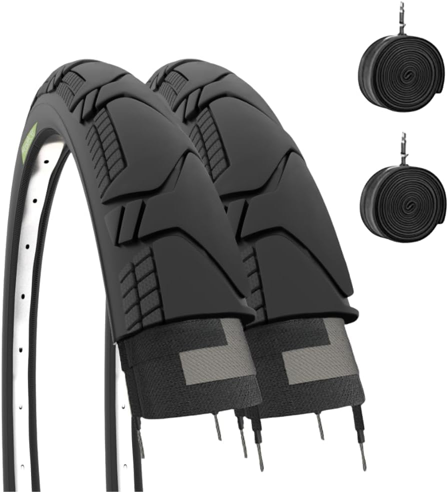 2 Tyres 700 x 45C (29 x 1.75) + Inner Tubes Semi Slick Gravel Tyres Adult Trekking Bike Hybrid MTB