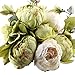 Leagel Fake Flowers Vintage Artificial Peony Silk Flowers Bouquet Wedding Home Decoration, Pack of 1 (Green)