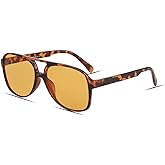 Freckles Mark Vintage Retro 70s Sunglasses for Women Men Classic Large Square Aviator Trendy Glasses