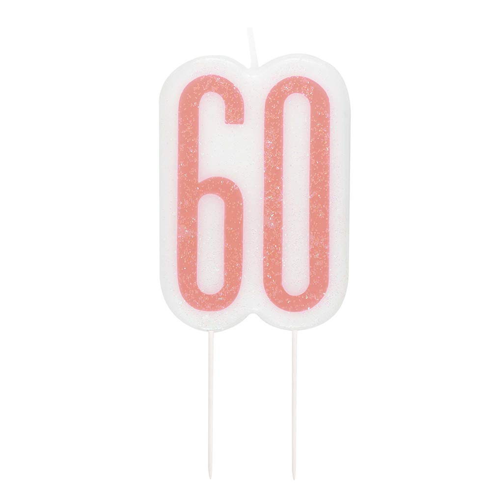 Unique 84987 Number Birthday Candle | Rosegold | 1 Pc, Rose Gold, Age 60