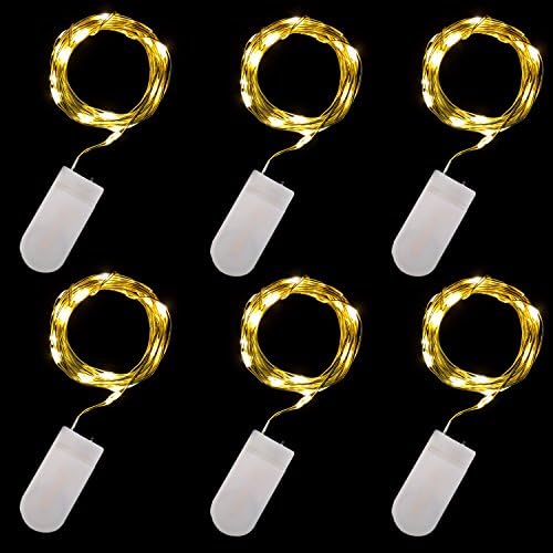 Fantastic Home 6 Pack Fairy String Lights 7.2ft 20LED Fairy Lights Battery Starry String Lights Copper Wire Lights Firefly Lights LED Moon Lights for DIY Dinner Party Decoration For Warm White