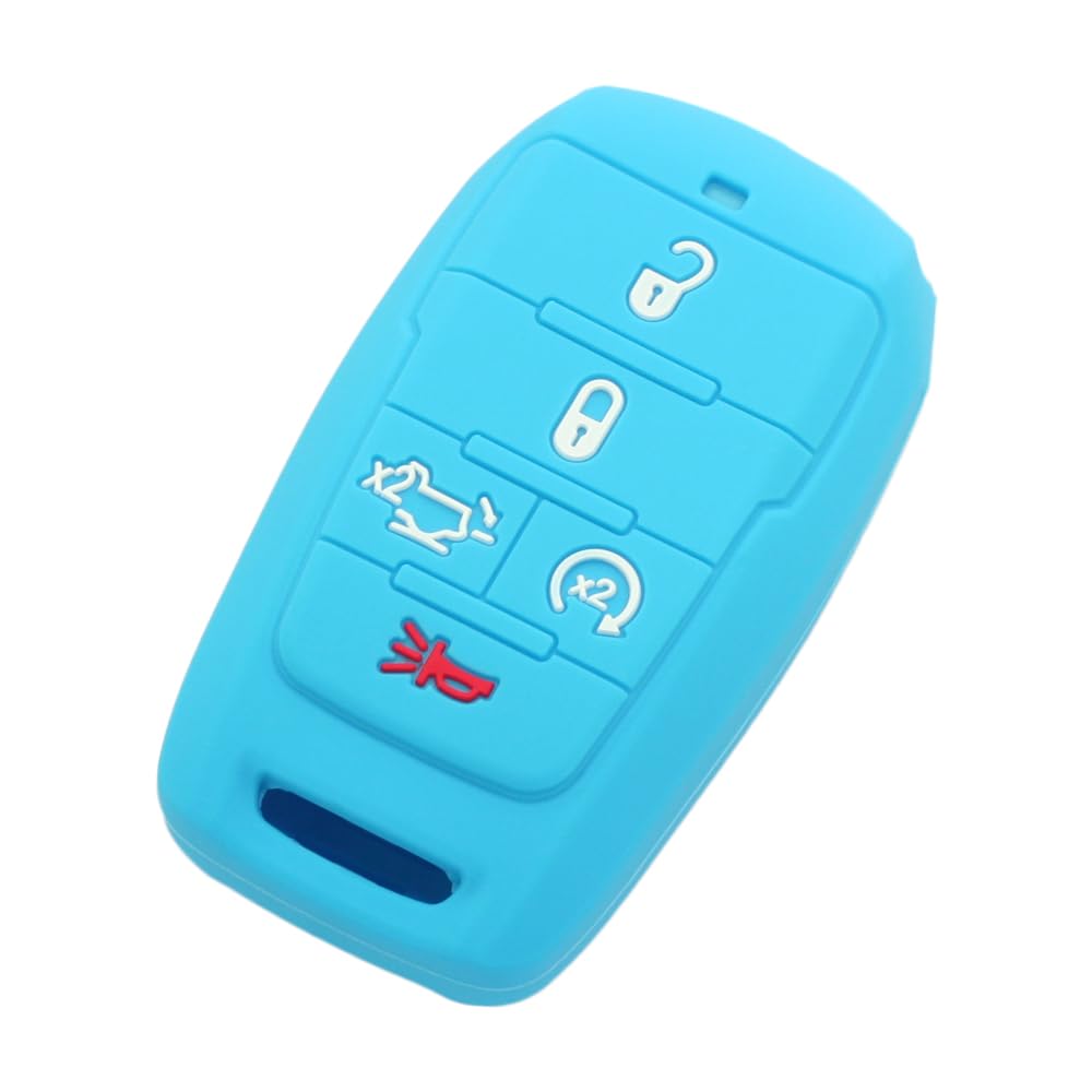 BROVACS Silicone Cover Protector Case Holder Skin Jacket Compatible with DODGE 5 Button Smart Remote Key Fob CV2754 Light Blue