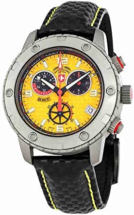 CX Swiss Military Men's Motor Sport 44mm Black Leather Band Steel Case Swiss Quartz Analog Watch 27491