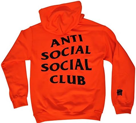 Kanye West, Paranoid Hoodie, Orange Anti Social Social Club Hooded Sweatshirt (Black Print) (Small)