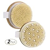 OMORC Skin Body Brush 2 Pack with 100% Natural Bamboo and Massage Nodules, Body Scrubber for Cleaning, Massaging, Exfoliating, Blood Circulation - Improves Skin's Health And Beauty