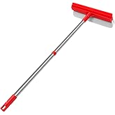 Window Squeegee with 18.5"-28.5" Retractable Handle, 2-in-1 Squeegee for Window Cleaning Tool for Cars, Trucks, Glass Doors, Shower, Outdoor Windows &ndash; Window Cleaner (Red)