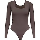 Almere Basics Long Sleeve Double Lined Contour Bodysuit - Basic Thong Style Long Sleeve Bodysuit for Women