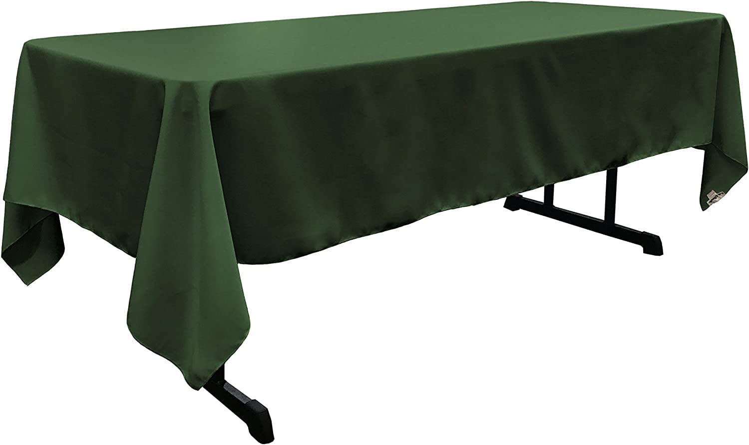 LA Linen Polyester Poplin Washable Rectangular Tablecloth, Stain and Wrinkle Resistant Table Cover 60x108, Fabric Table Cloth for Dinning, Kitchen, Party, Holiday 60 by 108-Inch, Hunter Green