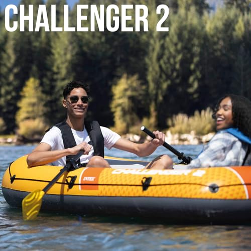 Barca Hinchable, Modelo Challenger 2, Mide 236x114x41 cm, Máx. 200 kg, para Dos Personas, Incluye remos, Bomba de inflado Manual, Parche reparación, 3 cámaras de Aire (66312)