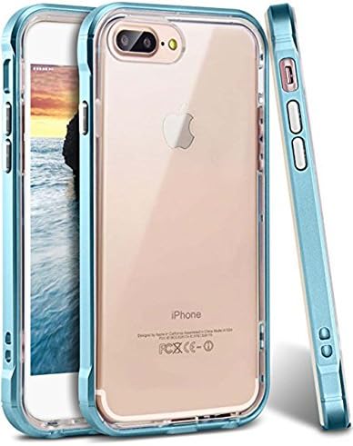 iPhone 7 Plus/8 Plus Clear Case,Two Layers Edge-Designed Transparent TPU and PC Protective Frame With Two Side Button,Soft and clear Case For iPhone 7 Plus (Sapphire blue(5.5''))