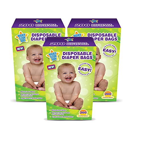 Mighty Clean Baby Disposable Diaper Bags with Light Powder Scent, 600 count
