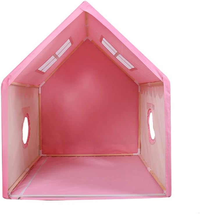 Kibten Pink Girls Princess Castle Tent Teepee Tent Indoor Outdoor Garden Child Kids Play Tent Pine Pole Boy Toy Room Game House Split Bed Artifact with Windows for Toddlers Children Gift