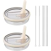 40 oz Tumbler Flip Straw Lid Replacement - Compatible with hydrojug lid replacement 40 oz Traveler cup. (Cream color) Pack of 2.