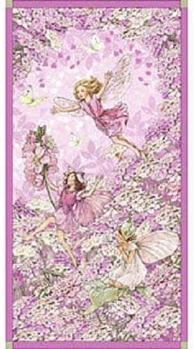 Pink Petal Flower Fairies Quilting Cotton Sewing Fabric Panel