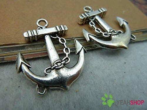Silver Color Pendants - Anchor - 27mmx31mm - 10 PCS (JP51)