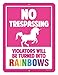 Unicorn Wall Decor, No Trespassing Signs, Violators Will Be Turned Into Rainbows, 9 x 12 Inch Metal Aluminum Novelty Sign Decor primary