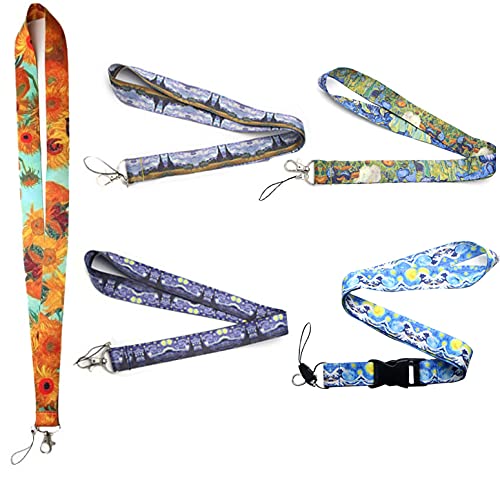 4 Pieces Neck Strap Lanyard Color Vintage Pattern Series Office Lanyard Keyring Lanyard for Id Badges Card Holder Cell Mobile Phone