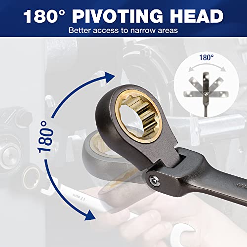 WORKPRO 8piece FlexHead Ratcheting Combination Wrench Set, Metric 9