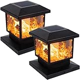 MAGGIFT 2 Pack Solar Flame Post Lights, Outdoor