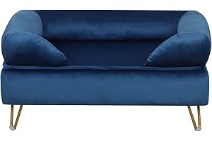 Yoonnie room Dog Sofas and Chairs for Small Breeds,Dog Couch for Small Pet,Cat Sofa Chair with Soft Velvet Fabric,Wooden Frame Cat Bed,Pet Sofa Bed for Small Dog Rest Using, Blue