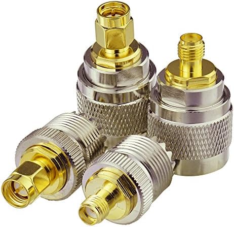 Bingfu SMA to UHF PL259 SO239 Mount Connector Walkie Talkie Antenna Adapter 4 Kit for Ham Radio Walkie Talkie Amateurs Baofeng Uv-5R Wouxun Kenwood Icom Yaesu Two Way Radios