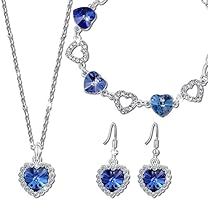 PAULINE & MORGEN Amour Bleu Parure  pour Femme composé de Cristaux Swarovski ,Livré dans Une Boîte Cadeau Bijoux, Test Sgs Passé sans Nickel
