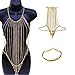 QGAKAGO Cross Body Link Chain Necklace Golden Bikini Party Necklace Jewelry Sexy Body Chain
