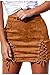 Meyeeka Ladies Faux Suede Lace Up Slim Fit Plus Size Mini Skirt Clubwear Khaki XL