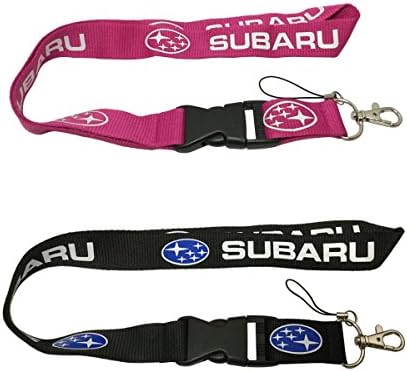 Set 1pcs Pink Subaru + 1pcs Black Subaru Auto Lanyard Workout Gear Office And Auto Car Keychain Accessories Motorbike Superbike Lanyard With Webbing Strap Quick Release Buckle