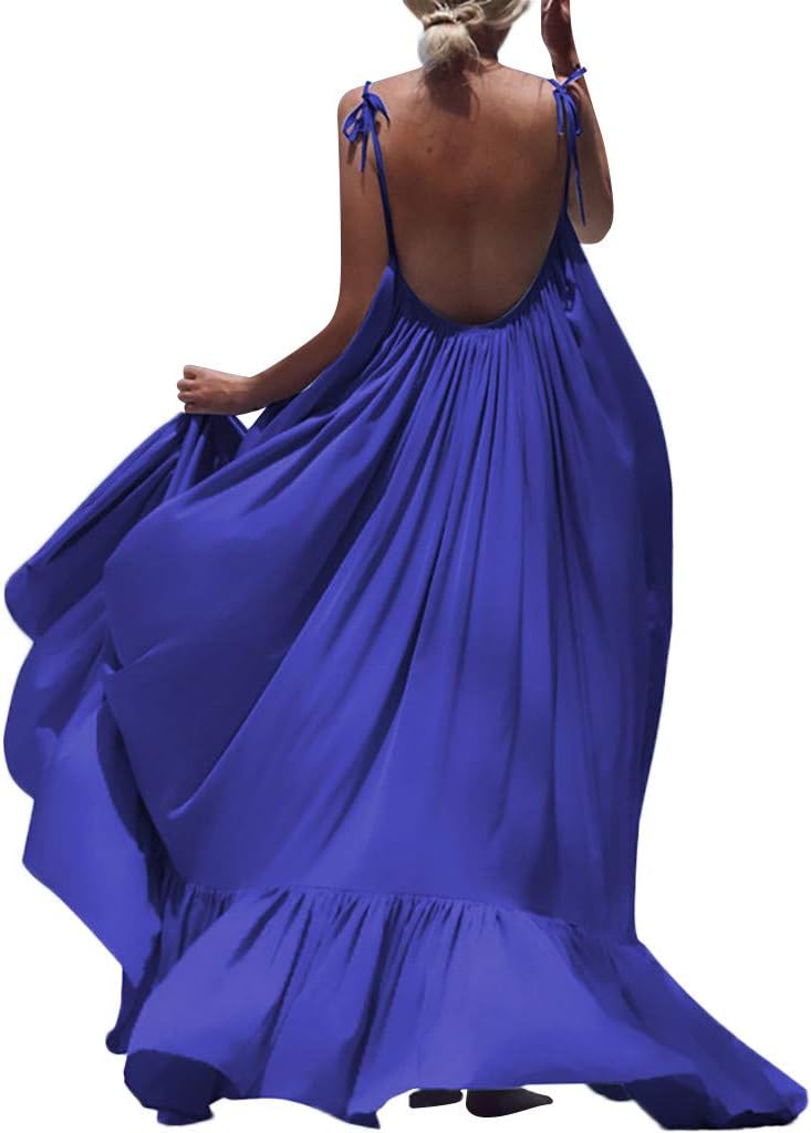 LISTHA Beach Backless Maxi Dress Women Boho Sleeveless Summer Party Long Dress