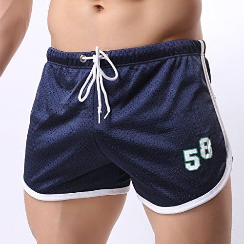 Bluelover Athletic Running Shorts for Men Double Mesh Quick Qry Fit Breathable Bermuda Boxer Shorts-Blue-XL