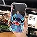 Ultra Slim Soft TPU Transparent Blue Stitch Case for iPhone X XS iPhoneX iPhoneXS Finger Heart Red Love Disney Disneyland Cartoon Cute Chic Lovely Clear Fun Cool Girls Teens Kids Daughter