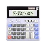 LOHOME Large 12-digit Electronic Calculator - Battery & Solar Powerd Standard Function Desktop Business Calculator with LCD Display Screen for Home & Office Use